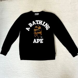 A Bathing Ape BAPE 1st Camo College Crewneck Black Sweatshirt - US Men’s XL